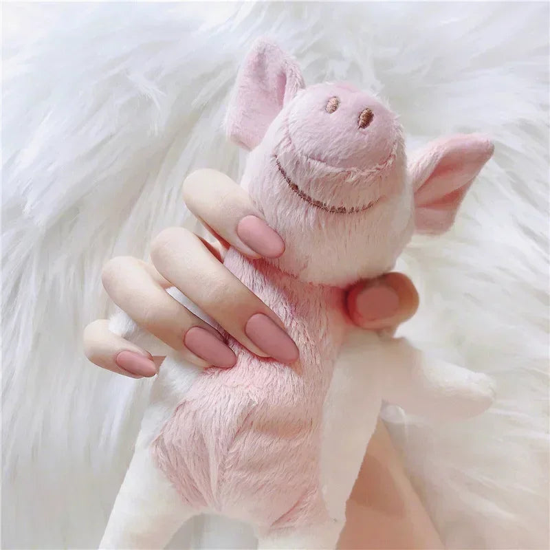 24pcs Wine Red Long Round Coffin Fake Nails With Glue Finished Art Full Cover Artificial Wearing False Nails Press On Nails Set