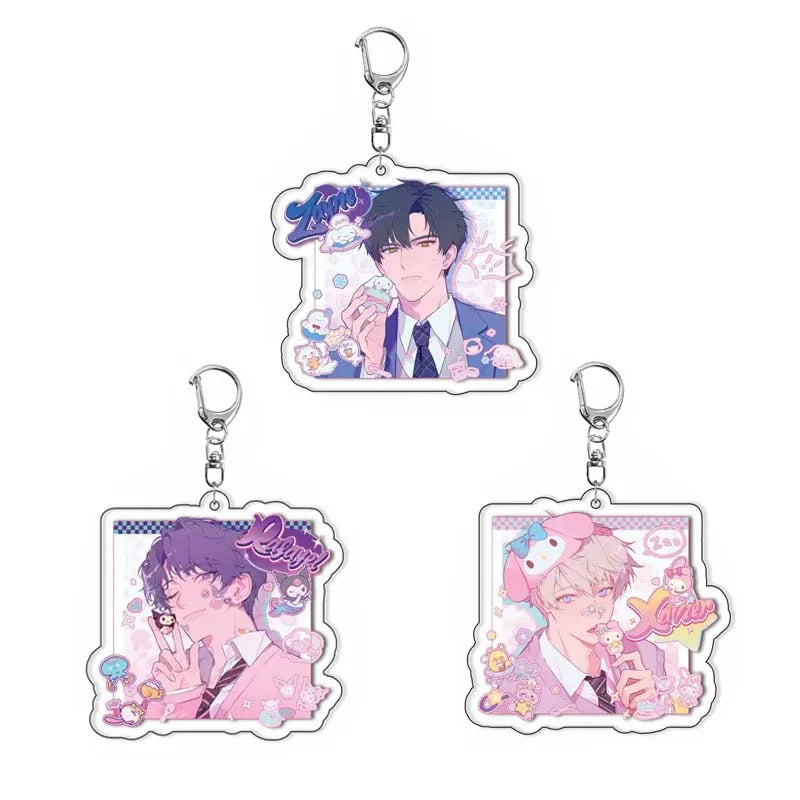 Game Love And Deepspace Rafayel Xavier Zayne Cosplay Key Chain Acrylic Keychains Backpack Pendant Key Ring Accessories