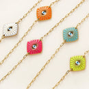 Boho Enamel Color Evil Blue Eyes Bracelets for Women Stainless Steel Square Hollow Demon Blue Eyes Bracelets Women Jewelry Gifts