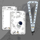 Cartoon Astronaut Card Holder Business Card Holder Cute Credit Card Holders with Lanyard ID Holders Badge Bus Card Cover Case
