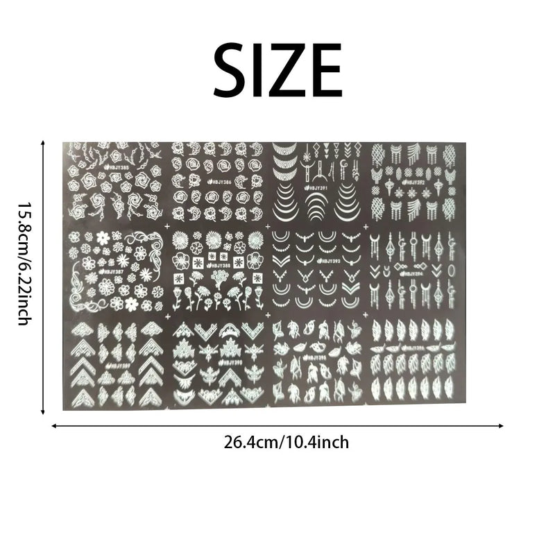 12pcs Nail Stickers Flower Leaf Lace Design Geometry Line Nail Art Sliders Manicure Polish Decal Wrap Decorations Wholesale