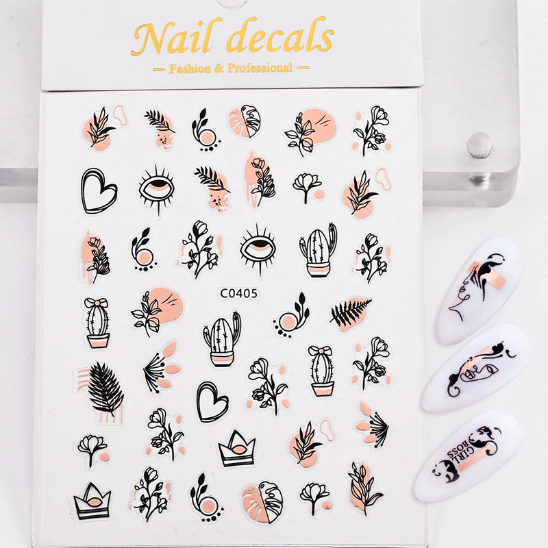 1 Pc Nail Strip Stickers Black/Gold/Rose Gold/Silver Metal Strip Tape Nail Art Adhesive DIY Foil Tips Nail Sticker Decals NK11
