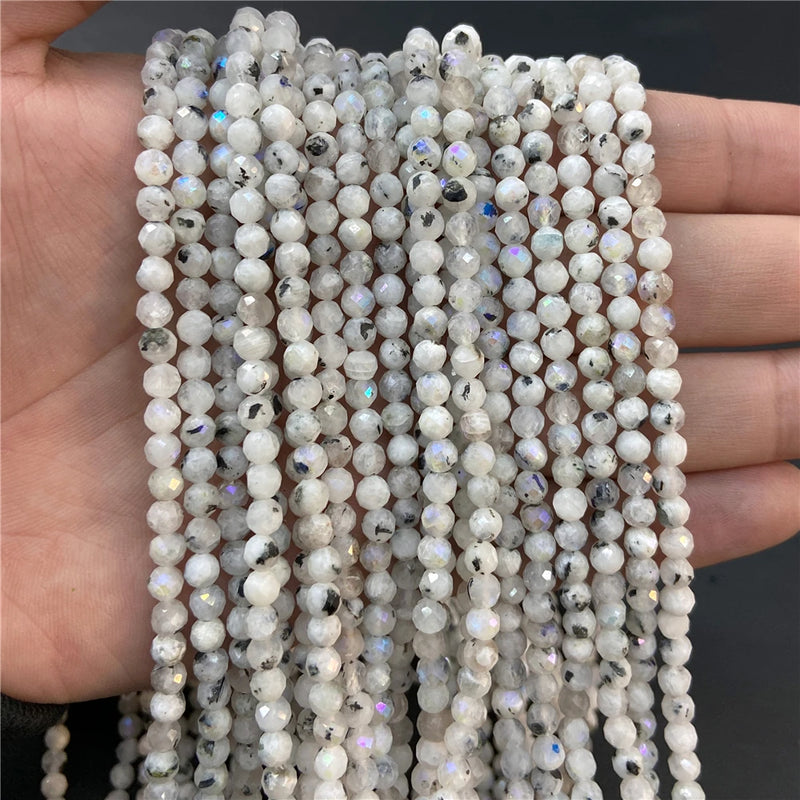 Purple Gem Beads Small Round Faceted Crystal Stone Beads Amethysts Crystal Mica Loose Beads For Jewelry Making DIY Necklace 15"