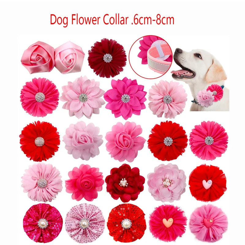 Bulk Flower-Collar Dog Accessories Dog Bow Tie Pet Dog Collar Accessories  Flower For Dog Collar Dog Flower Collar Accessory