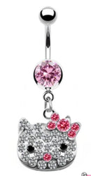 Gaibi European and American cross-border pink set navel ring navel button navel nail cat head dragonfly pistol butterfly nave...