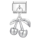 Sweet Red Cherry Bow Knot Heart Pendant Cherry Italian Charm Links Fit 9mm Stainless Steel Bracelet Women Jewelry DIY Making