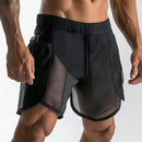 Mesh See-through Men's Shorts Casual Sports Men's Shorts Male Fitness Sexy See-through Shorts Black Sportswear Men's Trousers
