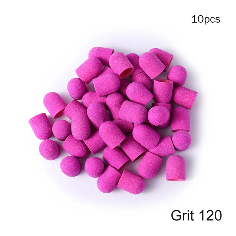 5/10/20pcs 13*19mm Nail Sanding Caps Nail Drill Bit Sanding Bands for Gel Remover Pedicure Caps Nail Polishing Manicure Tools