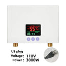 110V 220V Instant Water Heater Bathroom Kitchen Wall Mounted Electric Water Heater LCD Temperature Display with Remote Control
