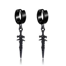 1 Pairs Stainless Steel Painless Ear Clip Earrings for Men Women Punk Sword Cross Black Non Piercing Fake Earrings Jewelry Gifts