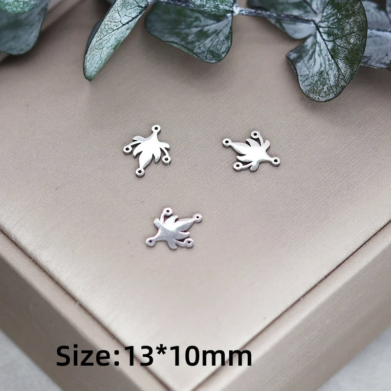 3pcs Vintage Lotus Flower/Potted Plant/Maple Leaf Art Line DIY Tassels Earrings Necklace Jewelry Making Titanium Steel Pendant