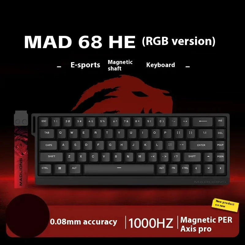 AI MADLIONS Mad60 Mad68 HE Mechanical Keyboard Magnetic Switch Madcatz Mad60he Wired Game Keyboard Rapid Trigger Custom Keyboard