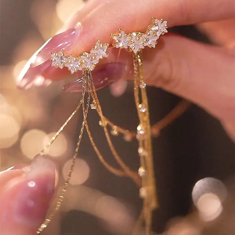 Luxury Fashion Exaggerated Zircon Maple Leaf Flower Stud Earrings for Women Personality Statement Jewelry Gift pendientes mujer