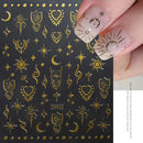 4Sheets Moon Star Heart Sun Mysterious Celestial Design Nail Art Stickers Self Adhesive Manicure Sliders For Nail Art Decoration