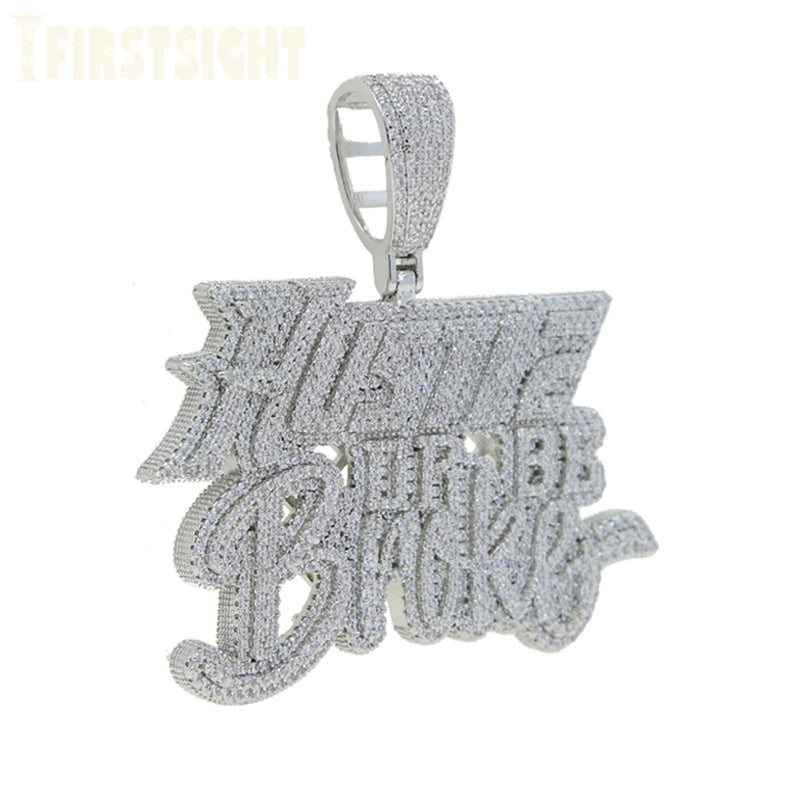 New Iced Out Bling CZ Letter Cross Pendant Necklace Various Design 5A Zircon Two Tone Color Badge Charm Men's Hip Hop Jewelry