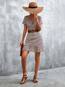 Summer Short Boho Dress Women V Neck Print Floral Party Dress Ladies Bohemian Flower Mini Dress For Women