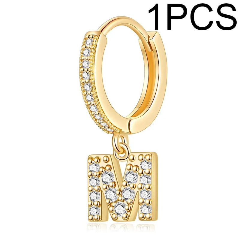 A-Z Letters Initial pendant earrings Hoop Earrings men Golden Color Jewelry Earring Aretes Alphabet name earrings women 1pcs
