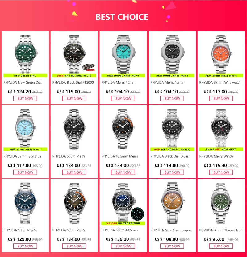 PHYLIDA Black Dial Diver 200 Men's Warch Sapphire Crystal NH38a Automatic Watch SLN BGW9 Lume SE-BK-38