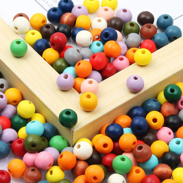 10-50pcs Multicolor Round Wood Ball Spacer Beads Natural Wooden Beads For Jewelry DIY Crafts Making Bracelet Accessories 10/15mm