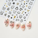 Laser Silver 3D Kawaii Cute Cat Nail Stickers Holographic Cartoon Puppy Dog Graffiti Design Sliders Decals Manicure Decoration