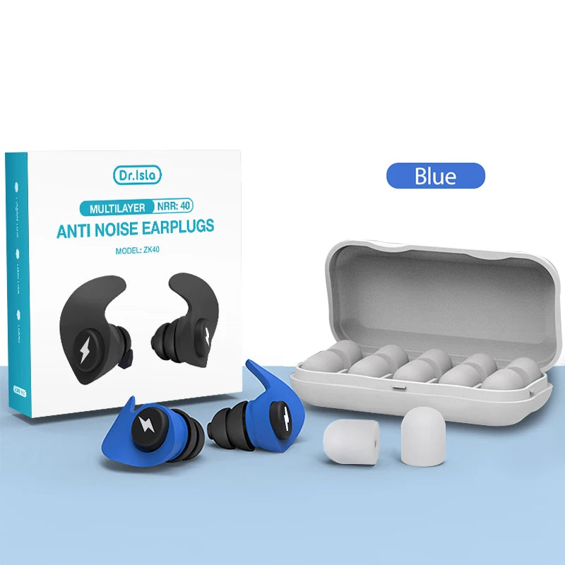 Dr.isla 6Pcs 3 Layer Soft Silicone Ear Plugs Tapered Sleep Noise Reduction Earplugs Sound Insulation Ear Protector