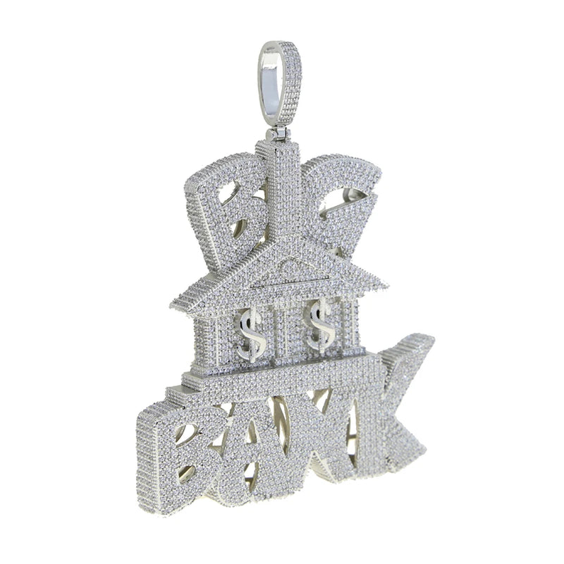 New Iced Out Bling CZ Letter Cross Pendant Necklace Various Design 5A Zircon Two Tone Color Badge Charm Men's Hip Hop Jewelry