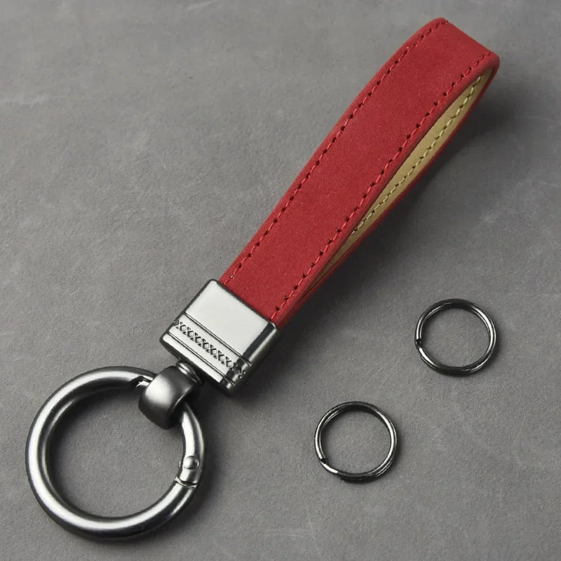 Car Key Chain Luxury Genuine Leather Keychain Pure Color Buckle Key Ring Car Accessories Gift Car Keychain