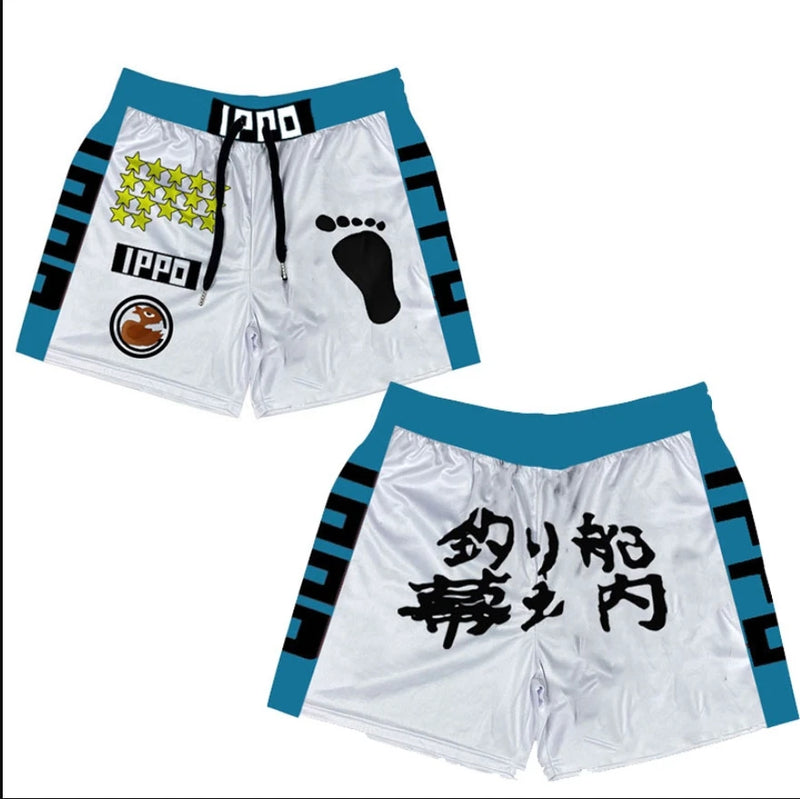 Anime Shorts Baki Haman Print Male Streetwear Beach Shorts Casual Loose Men Elastic Waist Black Shorts