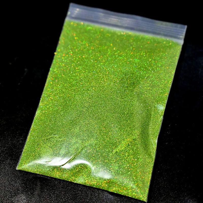 Polvo de purpurina holográfica plateada para uñas, 24 colores, brillante, 0,2 mm, para manicura DIY, 50 g/bolsa