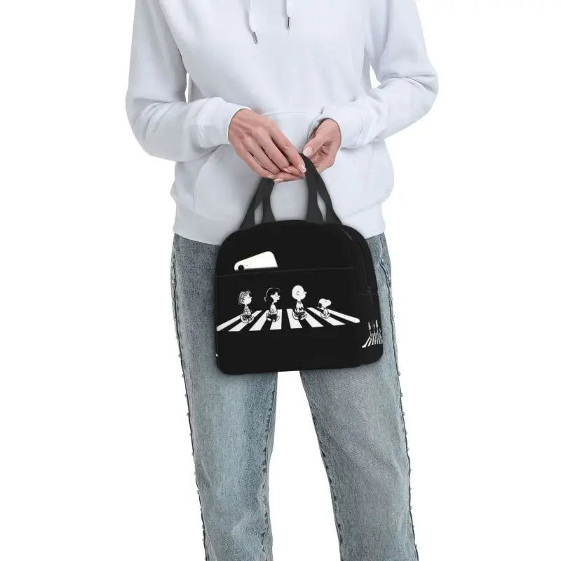 Custom Rock Tees Group Walk Snoopy Lunch Bag Women Cooler Thermal Insulated Lunch Boxes for Kids School