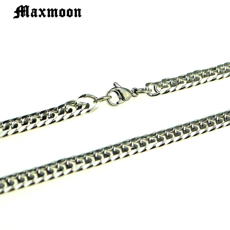Maxmoon Miami Cuban Stainless Steel Chain Bracelets Men 7mm Flat Curb Bracelet Hip Hop Rock Sports Jewelry Customize Wholesale