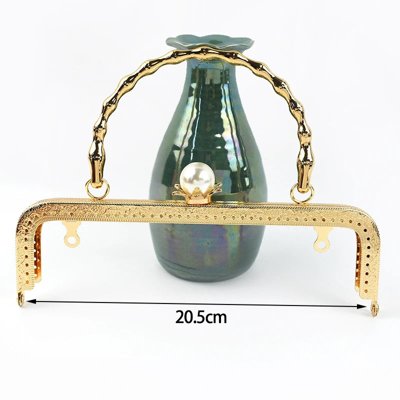 1Pc Deepeel Retro Square Embossed Bag Handles Metal Handmade Sewing Brackets Kiss Clasp Handbag Purse Frame Handle Accessories