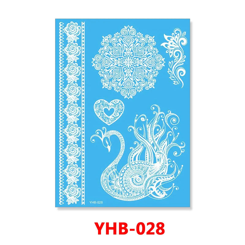 1PC Hanna Lace Tattoo Sticker White Silk Printing Waterproof Disposable Tattoo for Arm Sexy Bracelet