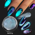 Reflective Magnetic Nail Powder Black Blue Chameleon Glitter Dust Metallic Chrome Shiny Pigment Nail Art Manicure Decoration DIY