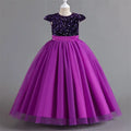 Puffy Girls Party Dress Elegant Kids Wedding Gala Prom Gown Sequin Bow Children Birthday Princess Dress For Girl Clothes 5-14Yrs