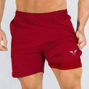 Men's Summer Gym Fitness Double-decker 2 in 1 Shorts Sports Running Basketball Short Pants Quick Dry Bodybuilding Jogger Bottoms