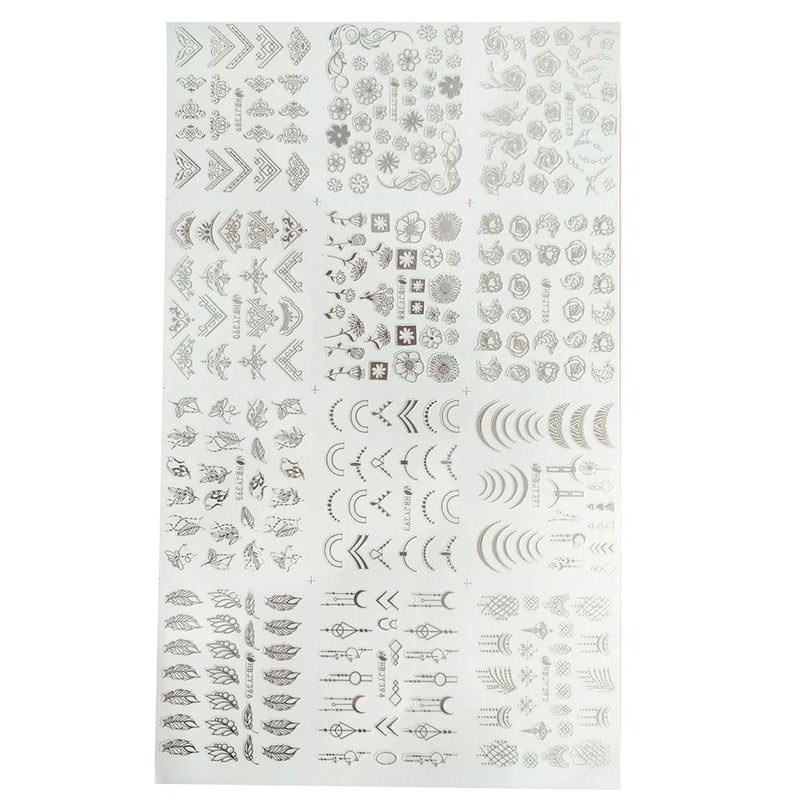 12pcs Nail Stickers Flower Leaf Lace Design Geometry Line Nail Art Sliders Manicure Polish Decal Wrap Decorations Wholesale
