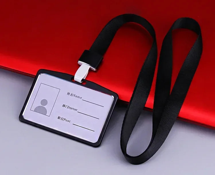 Women Men Bank Credit Card ID Holder Aluminium Alloy Business Card Case Work Card Badge Lanyard Holder Protector Cover