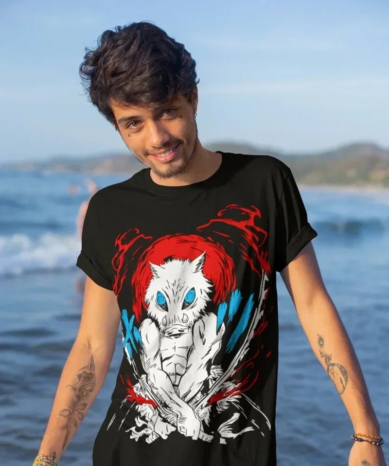 Inosuke T-Shirt Demon Slayer Kimetsu No Yaiba Anime Manga Unisex Shirt Soft Tee Women Clothing  Oversized T Shirt  Gothic