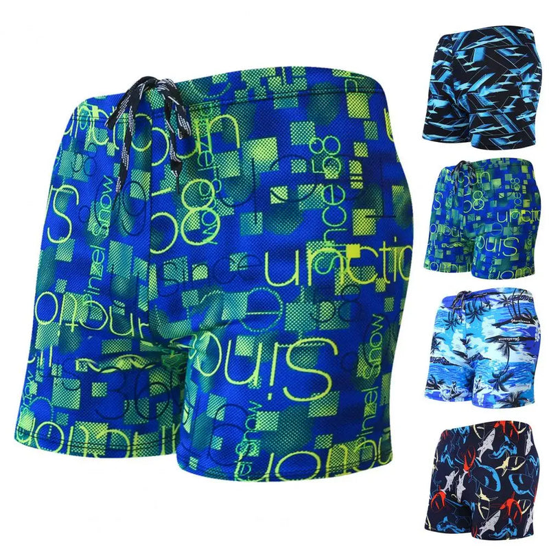 Terrific Swimming Trunks Eye-catching High Elasticity Quick Dry Sharp Printing Swimming Shorts