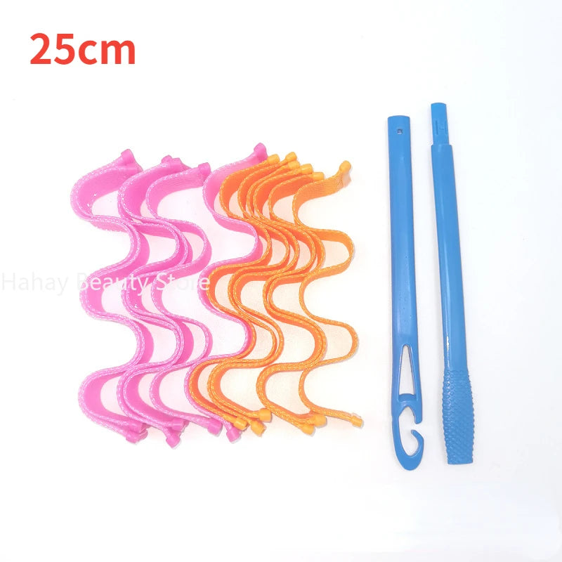 12pcs Heatless Hair Curlers Magic Wave Formers Spiral Hair Rollers Wavy Curlers Women Hairstyle Roller Hair Styling Tools