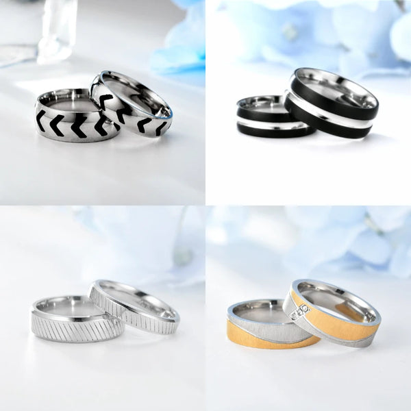 Anillo de acero de titanio SOHOT para parejas, joyería para amantes y unisex, estilo punk, simple, para viajes, bodas y fiestas, regalo al por mayor