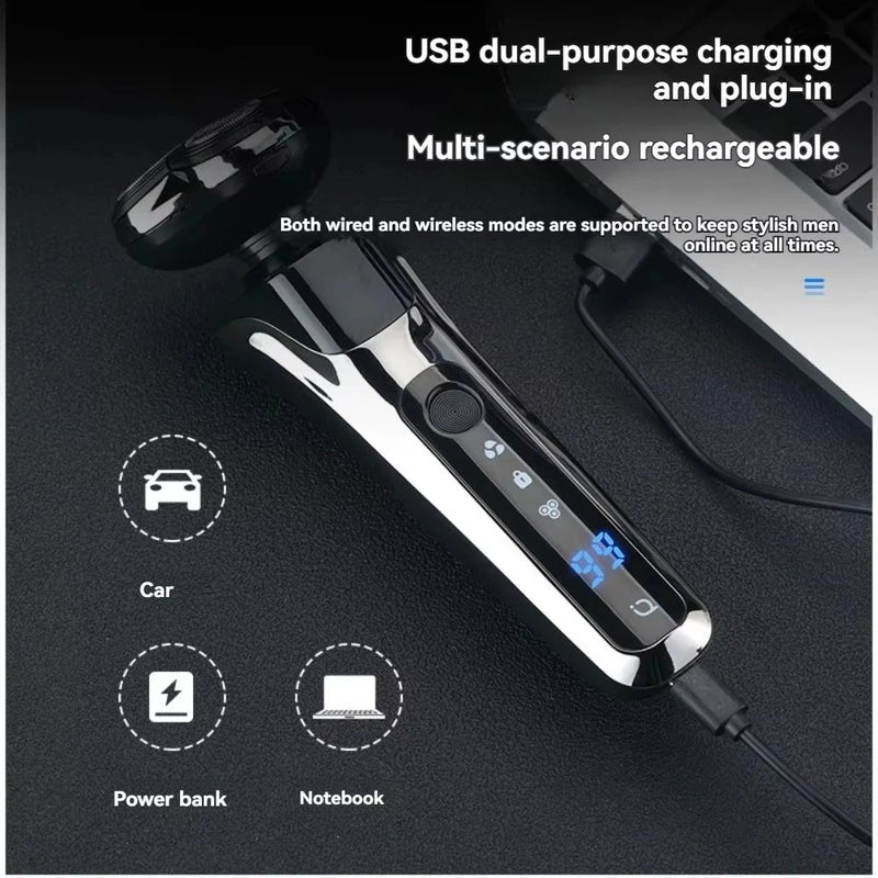 Xiaomi 3-in-1 Double Head 5000 Digital Display Head Electric Shaver Washable Rechargeable Brushless Men's Fast Charge Razor ﻿