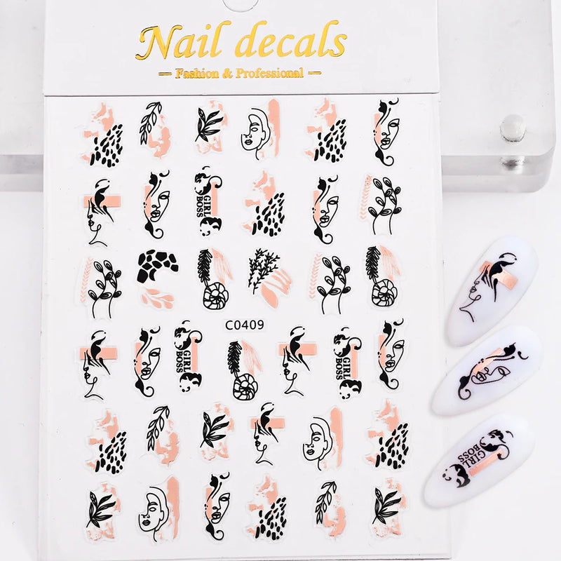 1 Pc Nail Strip Stickers Black/Gold/Rose Gold/Silver Metal Strip Tape Nail Art Adhesive DIY Foil Tips Nail Sticker Decals NK11