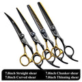 Fenice Pet Professional Dog Grooming Scissors Cutting Curved Thinning Shear Set Japan 440C Scissor Kit for Animal Beauticians