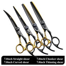 Fenice Pet Professional Dog Grooming Scissors Cutting Curved Thinning Shear Set Japan 440C Scissor Kit for Animal Beauticians