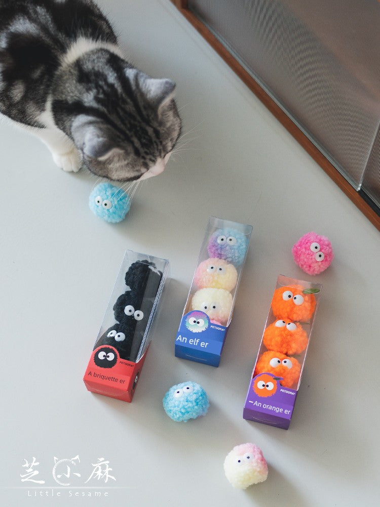 Zhi Xiaoma Specializes in a Cute Pompons Toy Cute Funny Cat Self-Hi Playing Boring Mute Cat Toy