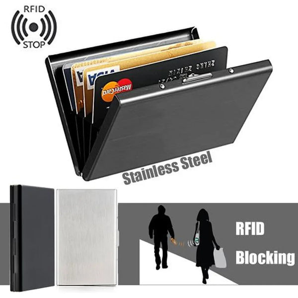 1pc Card Holder Men RFID Blocking Aluminum Metal Slim Wallet Money Bag Anti-scan Credit Card Holder Thin Case Small Male Wallet