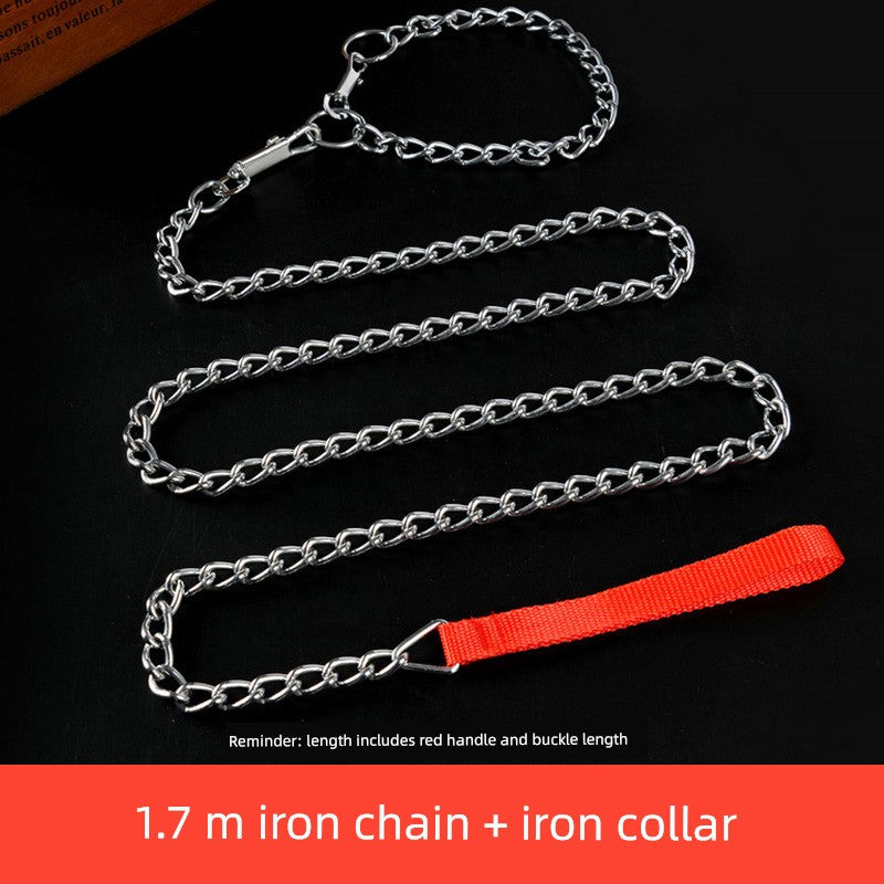 Iron Chain Teddy/Golden Retriever Medium Collar Dog Hand Holding Rope