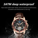POEDAGAR Tourbillon Automatic Mechanical Wristwatch Waterproof Luminous Date Week Leather Men Watch Luxury Fashion Men's Watches